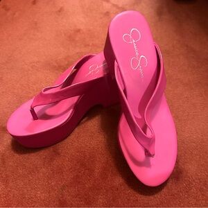Jessica Simpson Pink Platform Thong Sandals